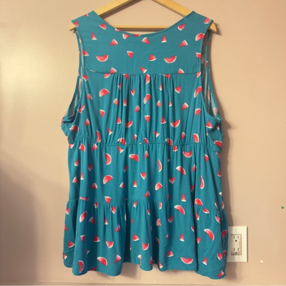 Torrid Watermelon Tiered Top Bluegreen Women Size 3 - Picture 7 of 7